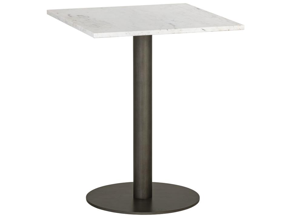 Claudia 24 Inch Square Bistro Table with White Marble Top and Pewter Base