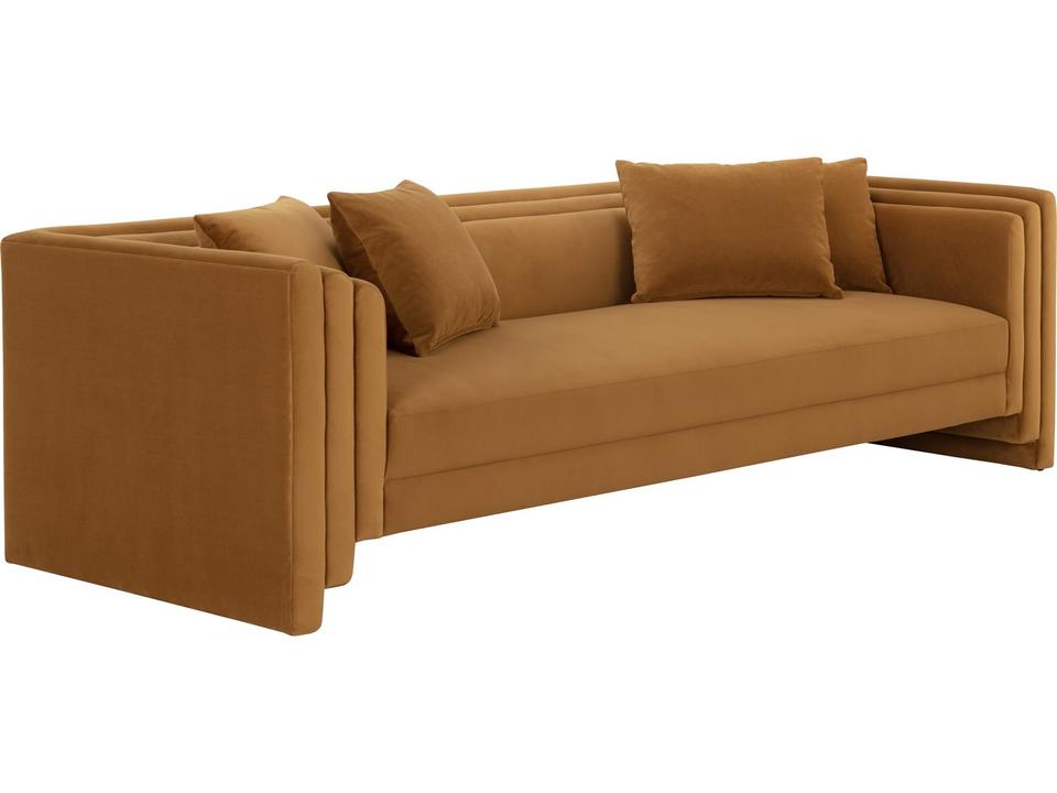 Kira 3-Seat Sofa in Meg Gold Polyester Fabric