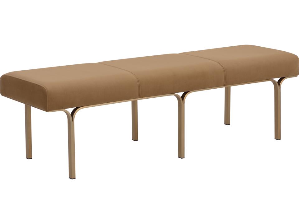 Nuvella Kona Camel Fabric Bench with Antique Brass Base