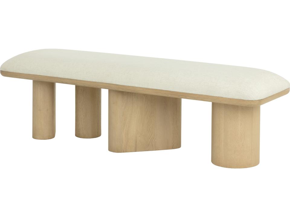 Hiro Modern Upholstered Bench in Geralt Linen with Light Oak Base