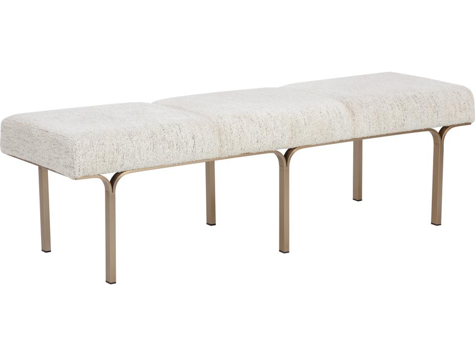 Nuvella Bench 60-Inch Upholstered Hailey Moon Fabric with Steel Base