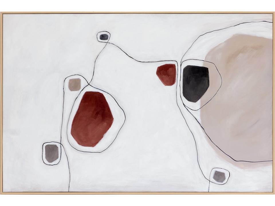 Connectivity Hand-Painted Wall Art with Natural Wood Floater Frame