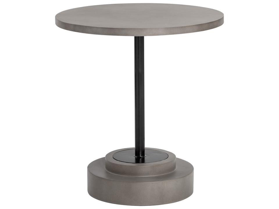 Solterra Marlowe 27 Inch Concrete Round Bistro Table with Black Steel Base