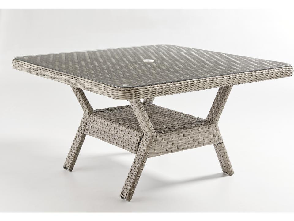 Mayfair Quick Ship Square Umbrella Hole Chat Table in Pebble