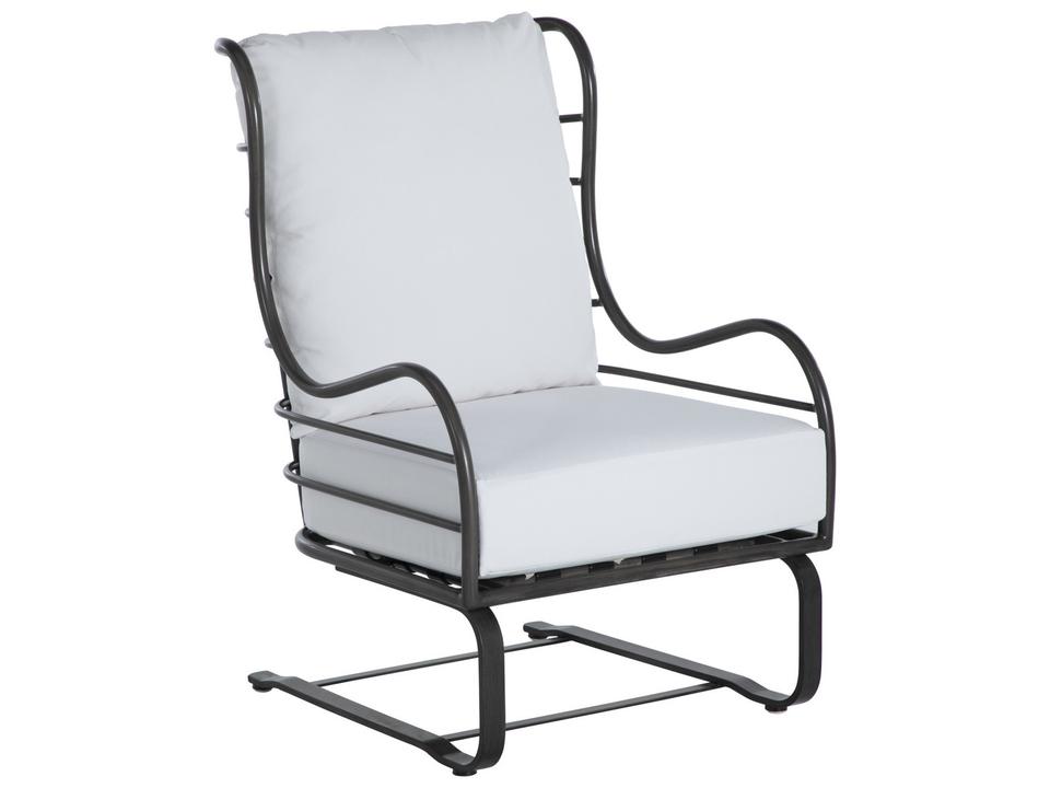 Carmel Wrought Aluminum Spring Lounge Chair in Slate Gray