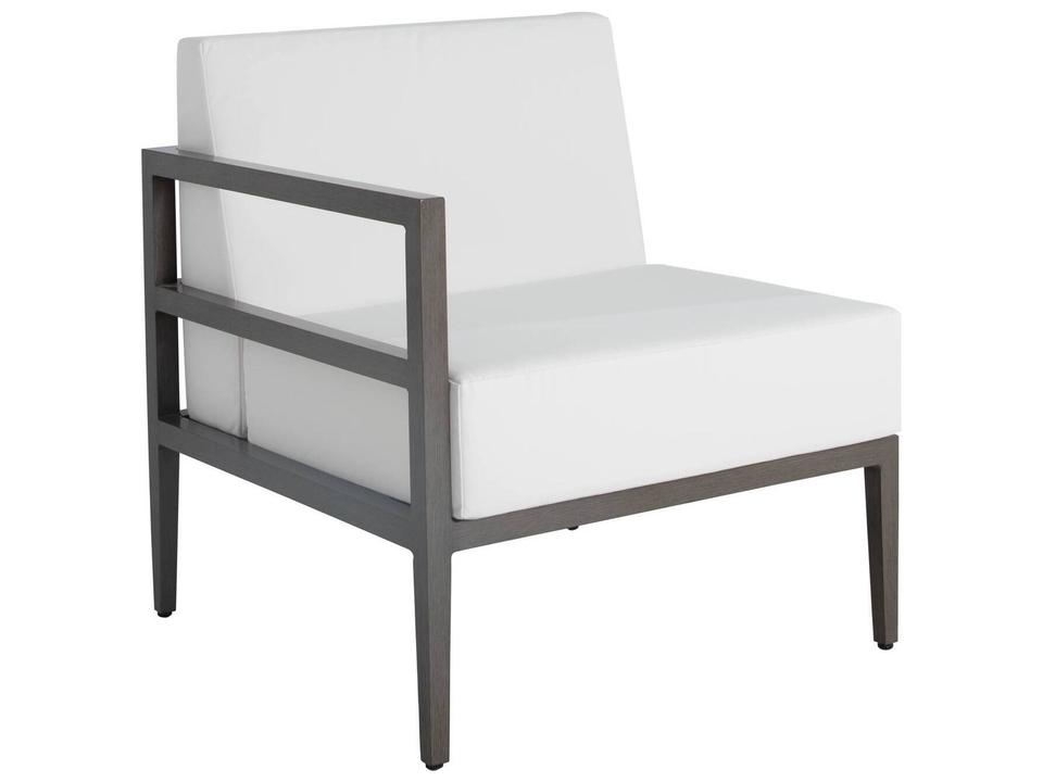 Santa Barbara Aluminum Slate Grey Sectional Left/Right Arm Outdoor Patio Lounge Chair