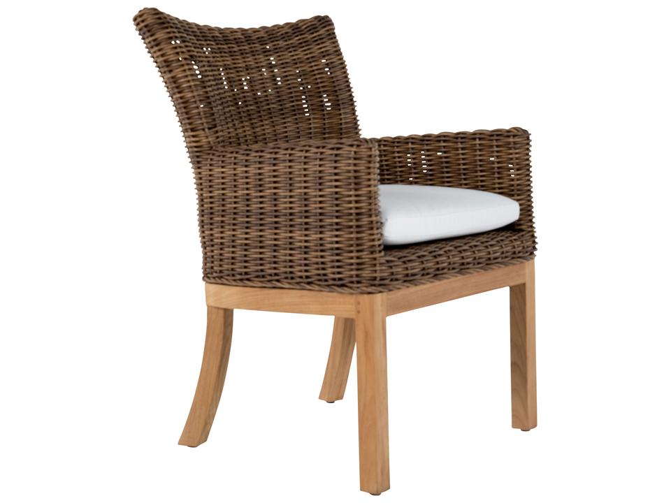 Montauk Wicker Raffia Patio Dining Arm Chair