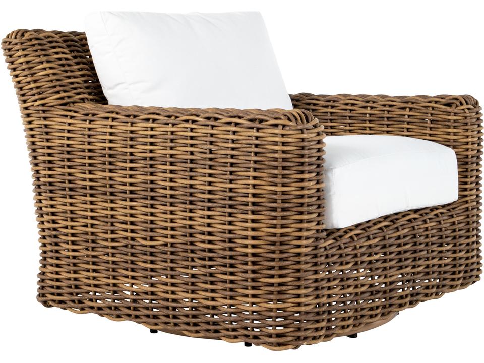 Montauk Wicker Raffia Swivel Outdoor Patio Lounge Chair