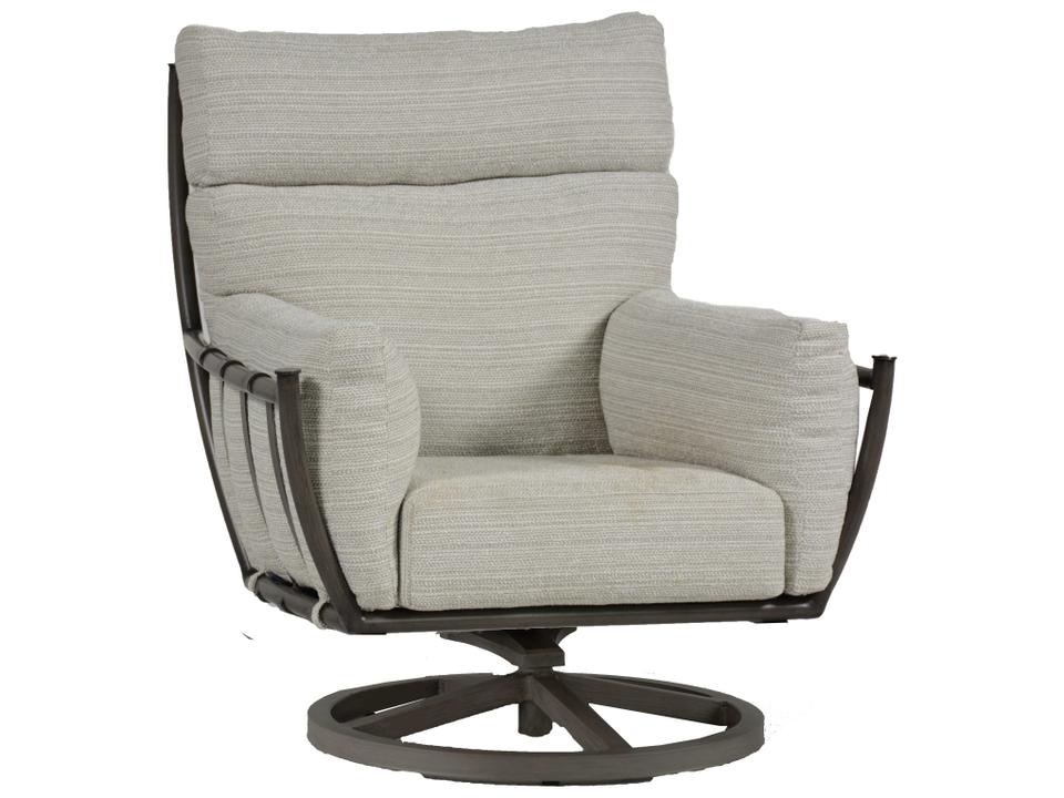 Majorca Aluminum Slate Grey Swivel Outdoor Patio Lounge Chair with Cushion