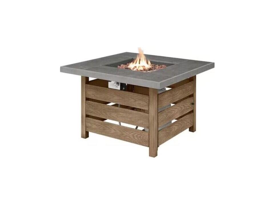 Marinaluxe Wood Square Fire Pit Table