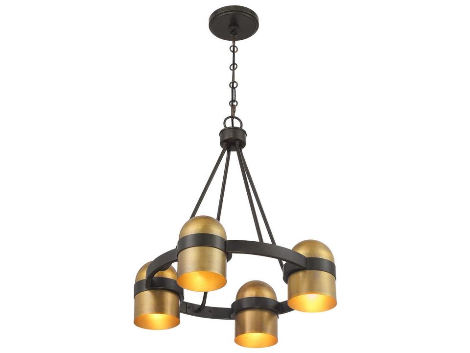 4-Light Andover Chandelier in Mediterranean Bronze and Riviera Brass