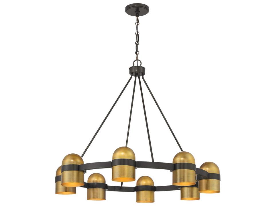 8-Light Andover Chandelier in Mediterranean Bronze and Riviera Brass