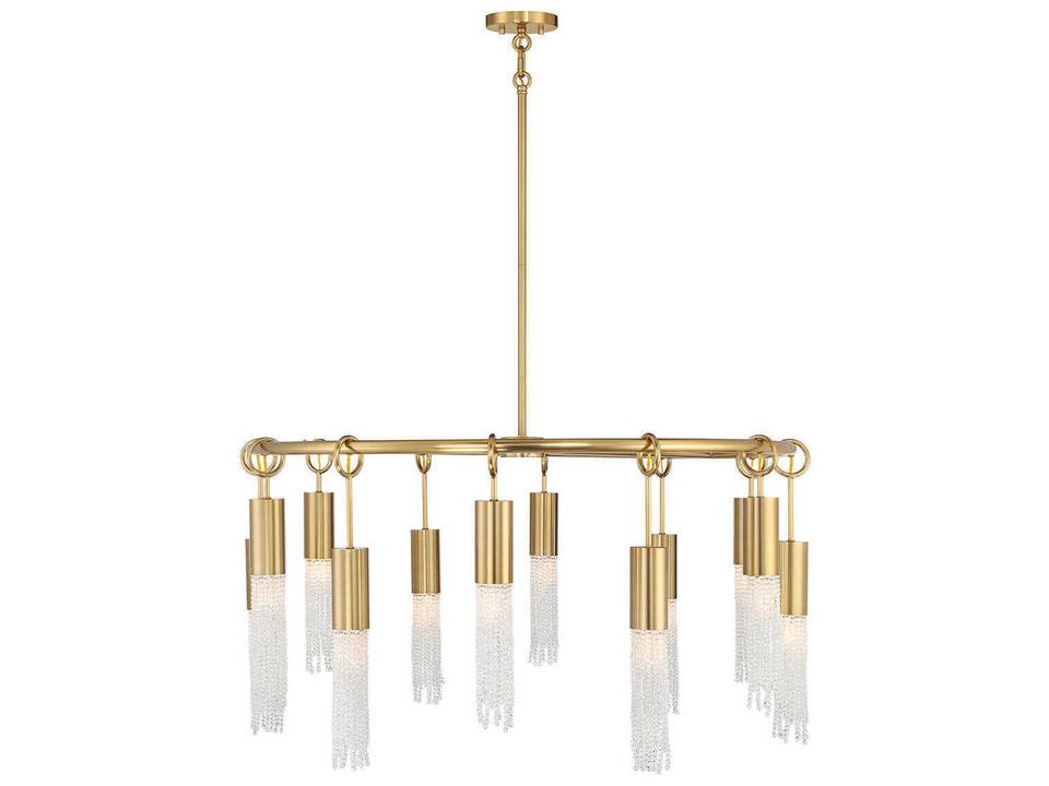 Chelsea 12-Light Chandelier in Warm Brass with Clear Crystal Beads