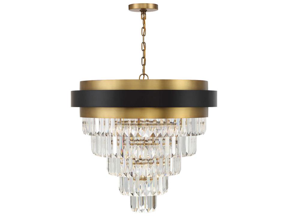 Marquise 9-Light Chandelier in Matte Black and Warm Brass Accents