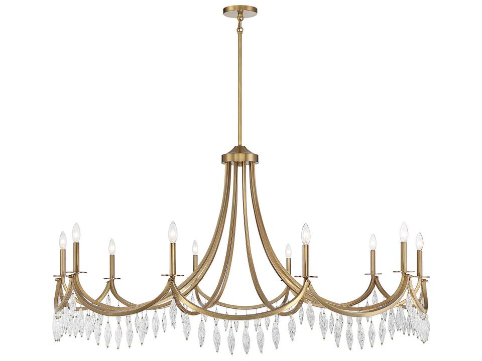 10-Light Kameron Chandelier in Warm Brass with Crystal Accents