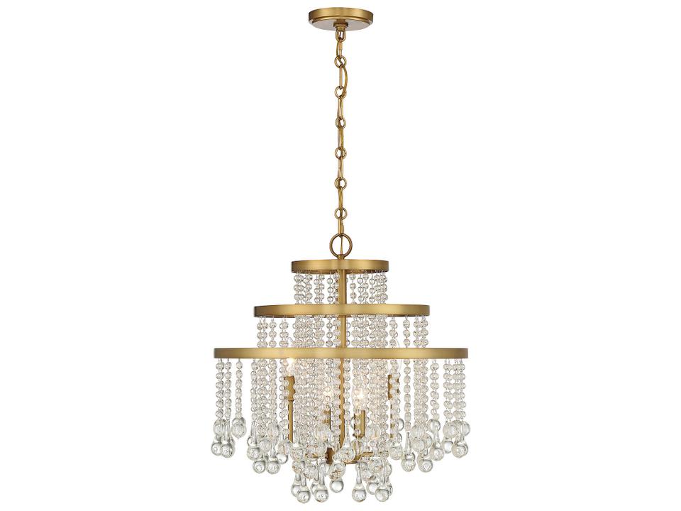 4-Light Luna Chandelier in Warm Brass