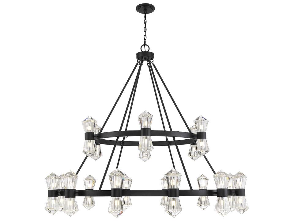 Dryden 36-Light LED Chandelier in Matte Black with Clear Crystal