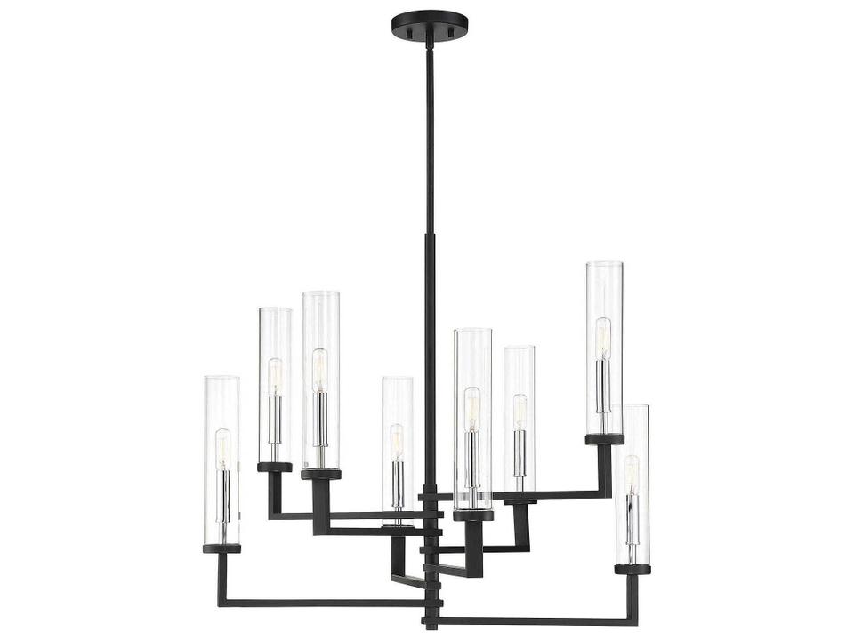 8-Light Folsom Chandelier in Matte Black with Polished Chrome Accents