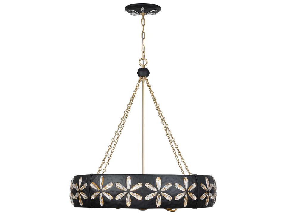6-Light Venice Chandelier in Metropolis Black and Gold