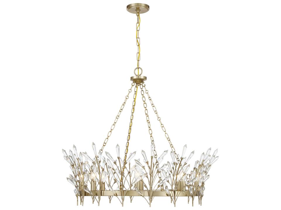 8-Light Orianna Chandelier with Clear Crystal in Noble Brass