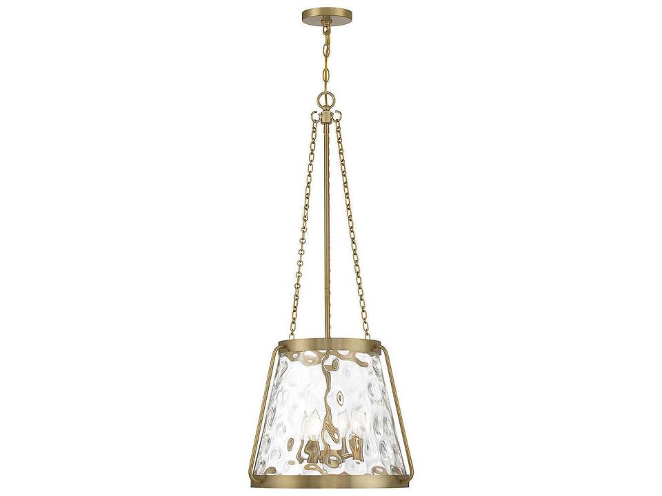 Crawford 4-Light Pendant Warm Brass with Clear Water Glass