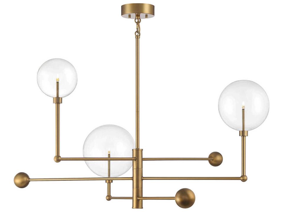 Meridian 3-Light LED Chandelier in Natural Brass