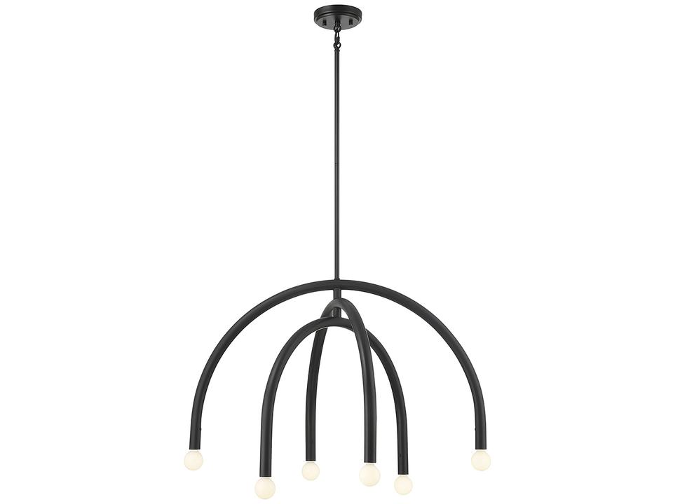 Meridian 6-Light Chandelier in Matte Black with Adjustable Arms