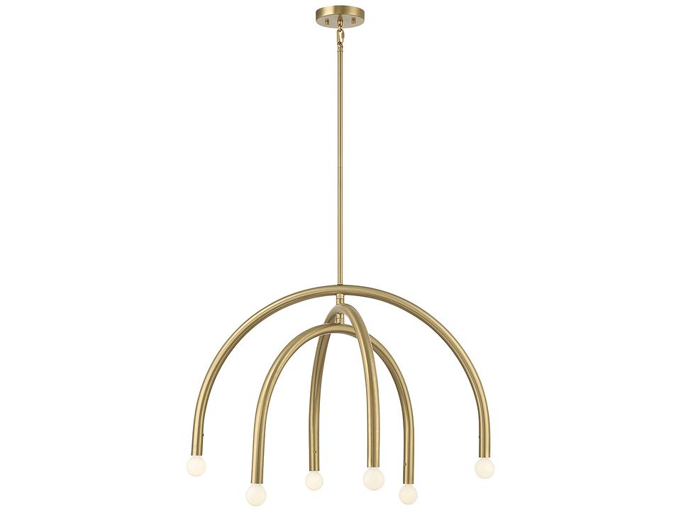 Meridian 6-Light Chandelier in Natural Brass