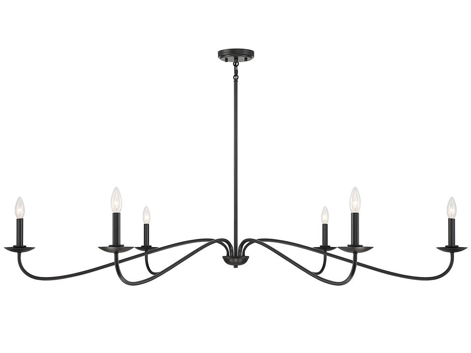 Meridian 6-Light Chandelier in Matte Black for Large Rooms
