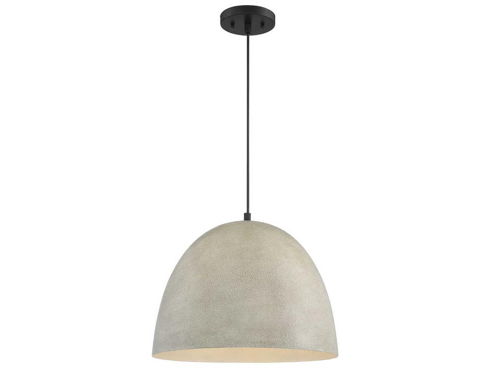 Meridian 1-Light Dome Pendant in Concrete and Matte Black