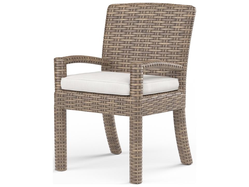 Havana Wicker Outdoor Dining Chair in Canvas Flax