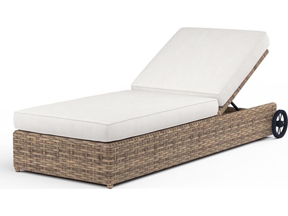 Havana Wicker Adjustable Outdoor Patio Chaise Lounge in Canvas Flax