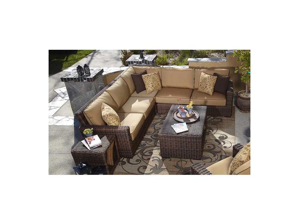 Montecito Quick Ship 3-Piece Wicker Sectional in Cognac