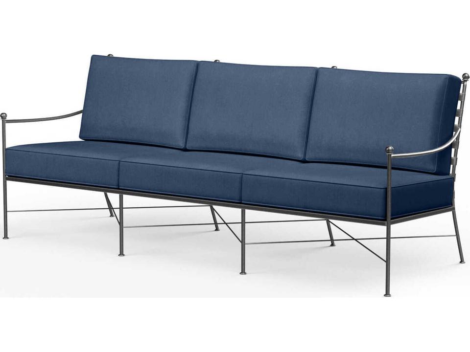 Provence Wrought Iron Cushion Sofa with Sunbrella Canvas Flax