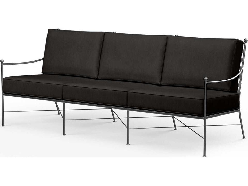 Provence Wrought Iron Cushion Sofa in Pewter