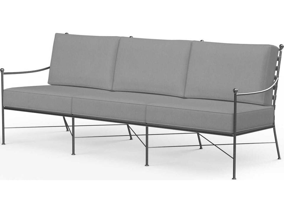 Provence Wrought Iron Cushion Sofa in Century Pewter
