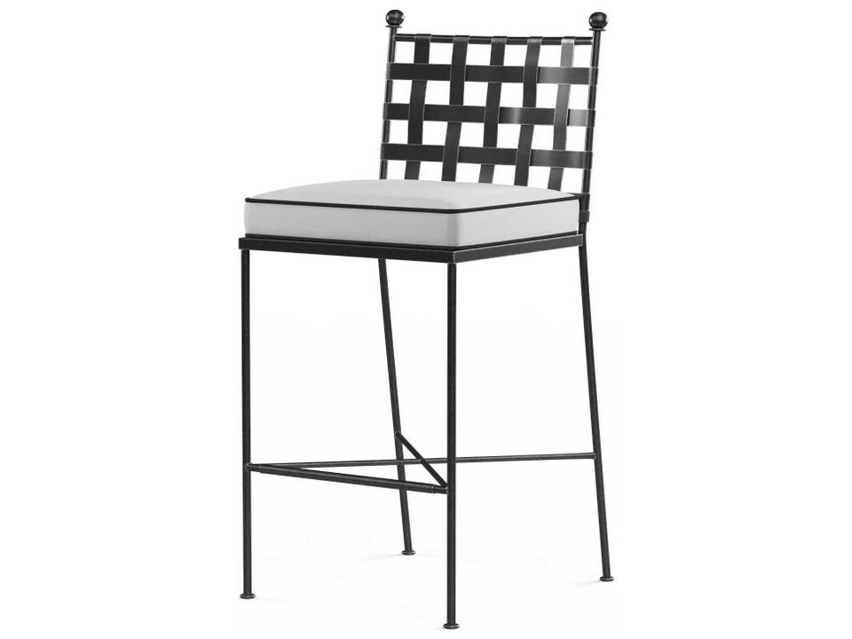 Provence Wrought Iron Cushion Bar Stool in Century Pewter