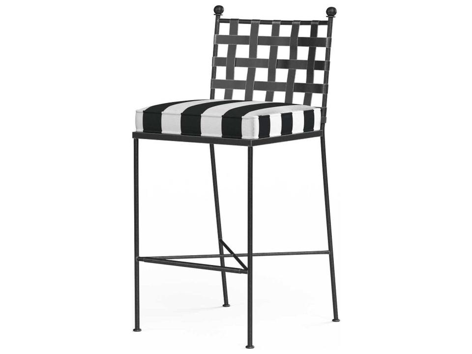 Provence Wrought Iron Outdoor Bar Stool in Century Pewter