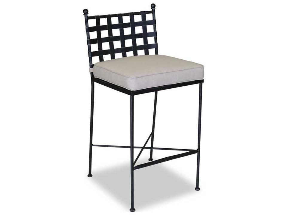 Provence Outdoor Wrought Iron Cushioned Bar Stool