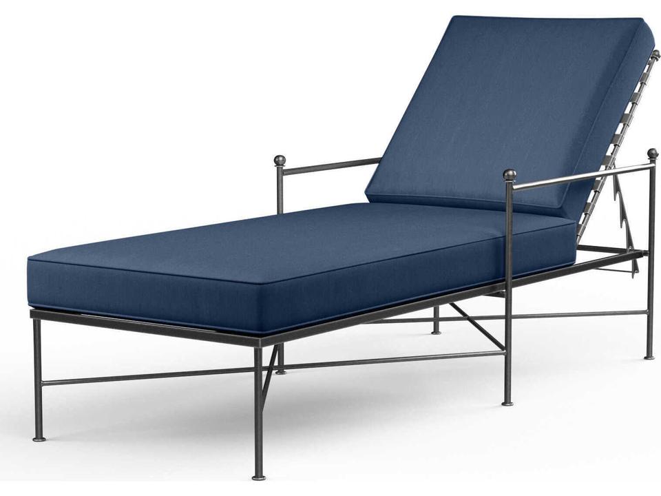 Provence Pewter Wrought Iron Cushion Chaise Lounge