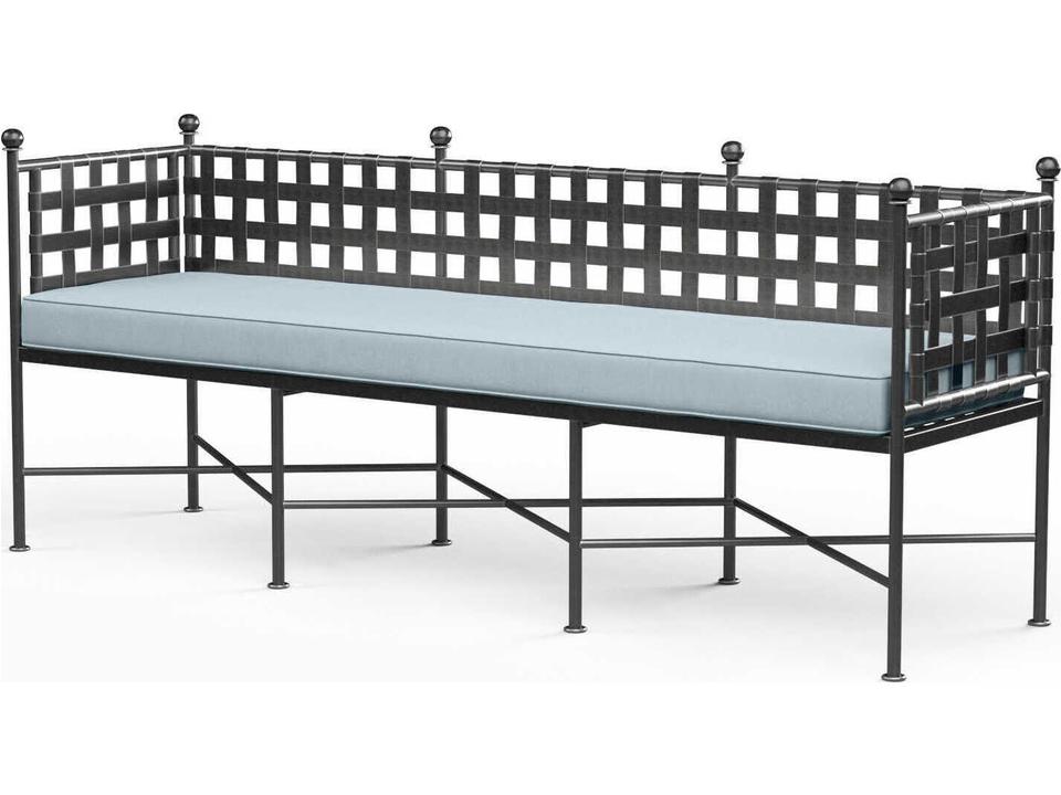 Provence Wrought Iron Cushion Bench in Century Pewter