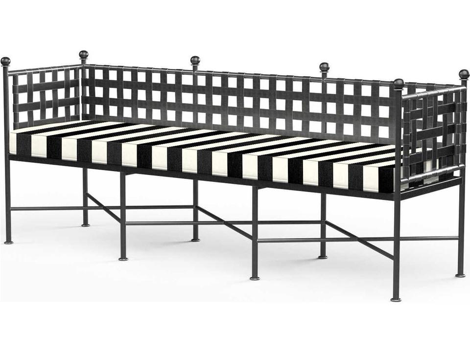 Provence Wrought Iron Cushion Bench in Century Pewter