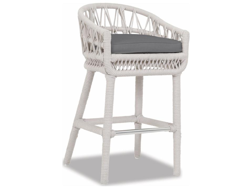 Dana Rope Outdoor Patio Bar Stool in Natural Linen