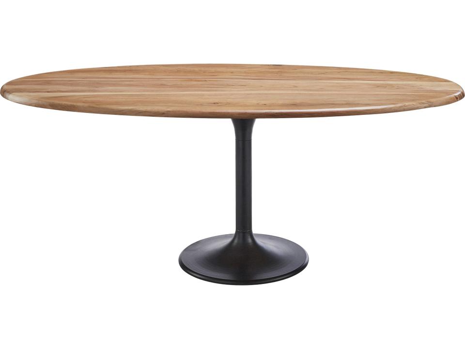 Anatalia Oval 72-Inch Dining Table Brown Acacia and Black Iron
