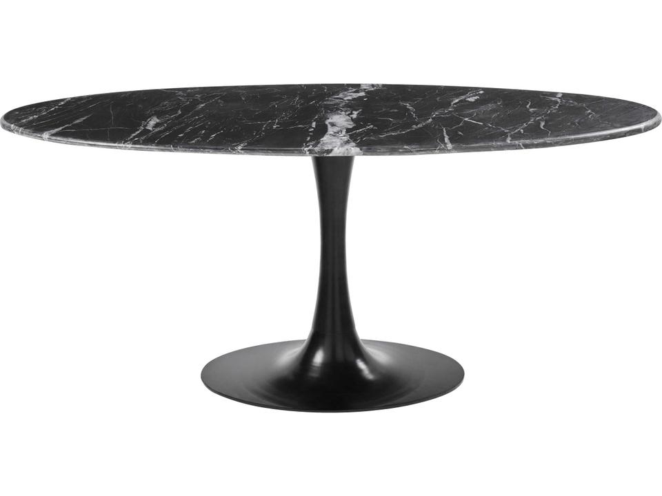 Anatalia 72-Inch Oval Dining Table with Black Polished Marble Top