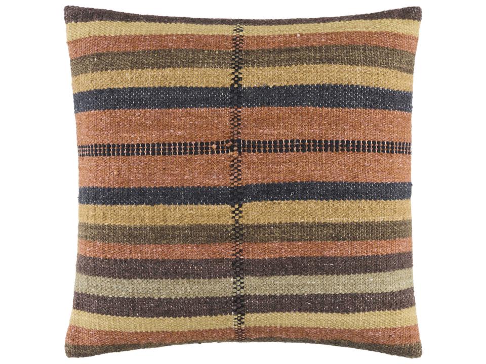 Blanche Hand Woven Wool and Cotton Square Accent Pillow in Burnt Sienna