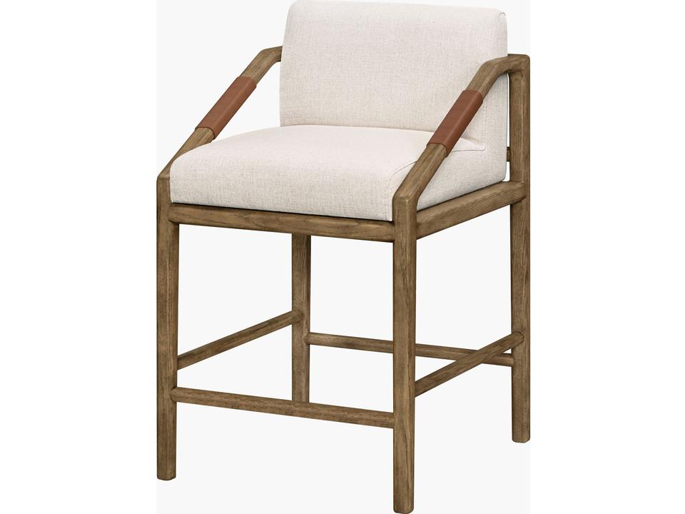 Atra Counter Stool in Light Beige Polyester and Red Oak