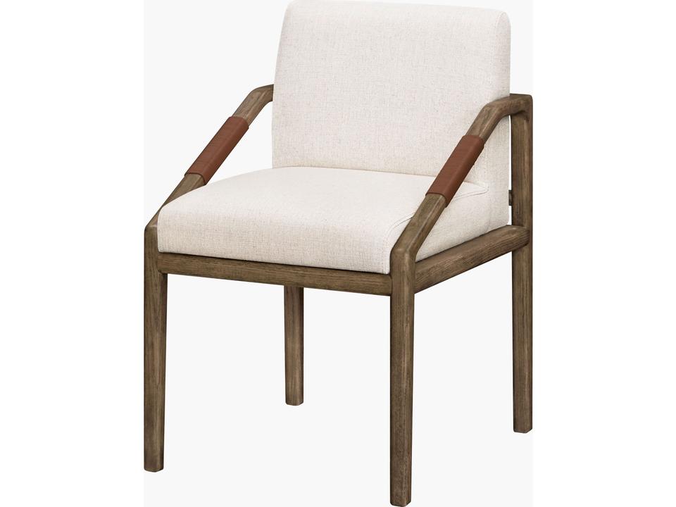 Becki Owens Atra Oak Wood Brown Leather Arm Dining Chair