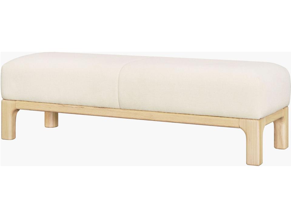 Bradly Bench in Light Beige with Red Oak Base