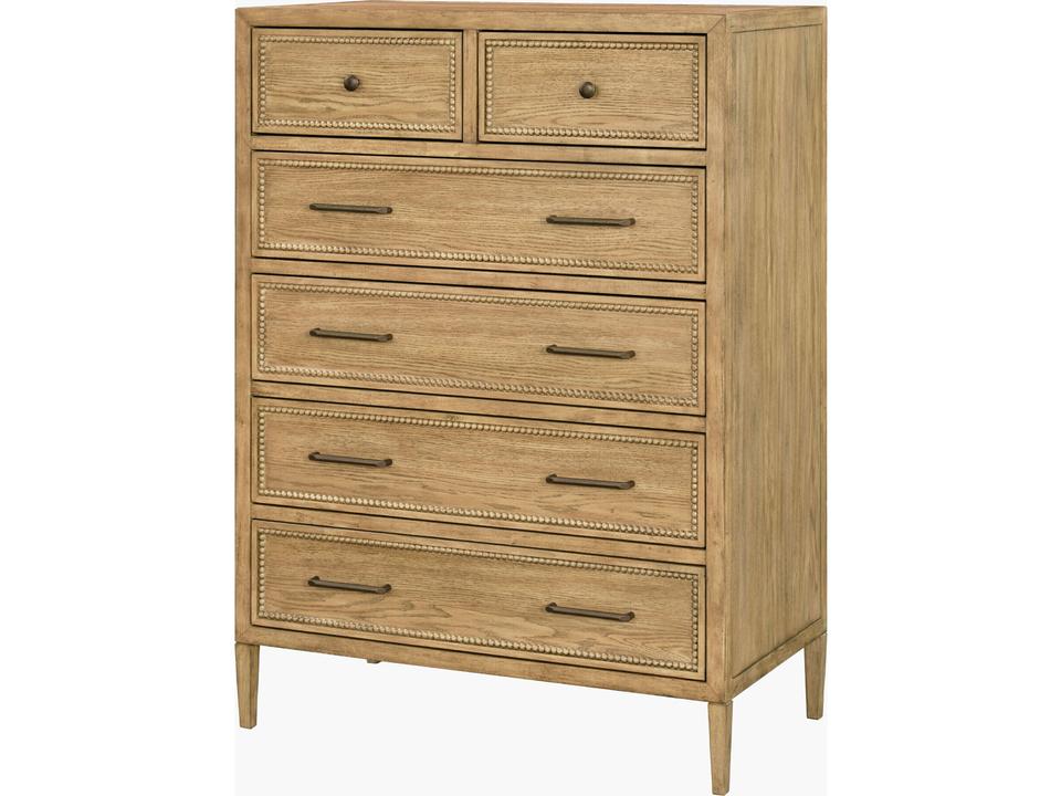 Hermosa 50 Inch High Dresser with Oak Veneer and Soft Close Drawers